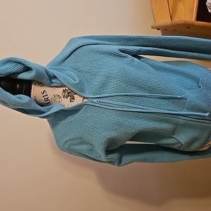 Turquoise cashmere zip up hoodie